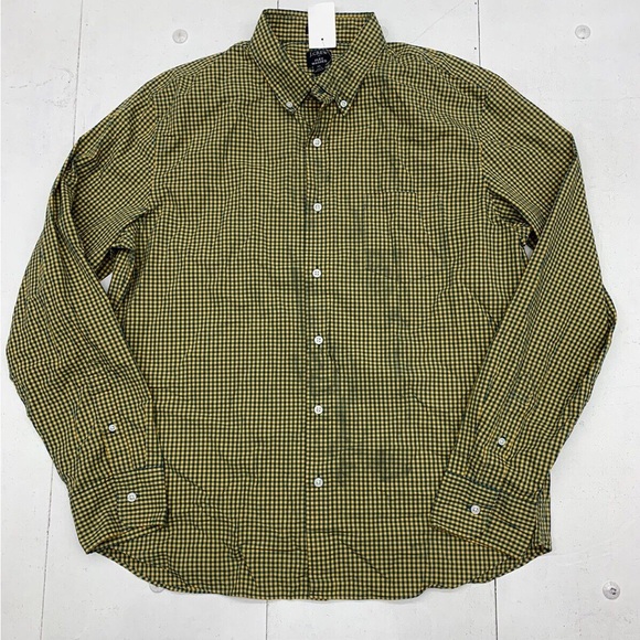 J Crew Mens Yellow Blue Check Gingham Slim Long Sleeve Button Up Size XL - Picture 1 of 5